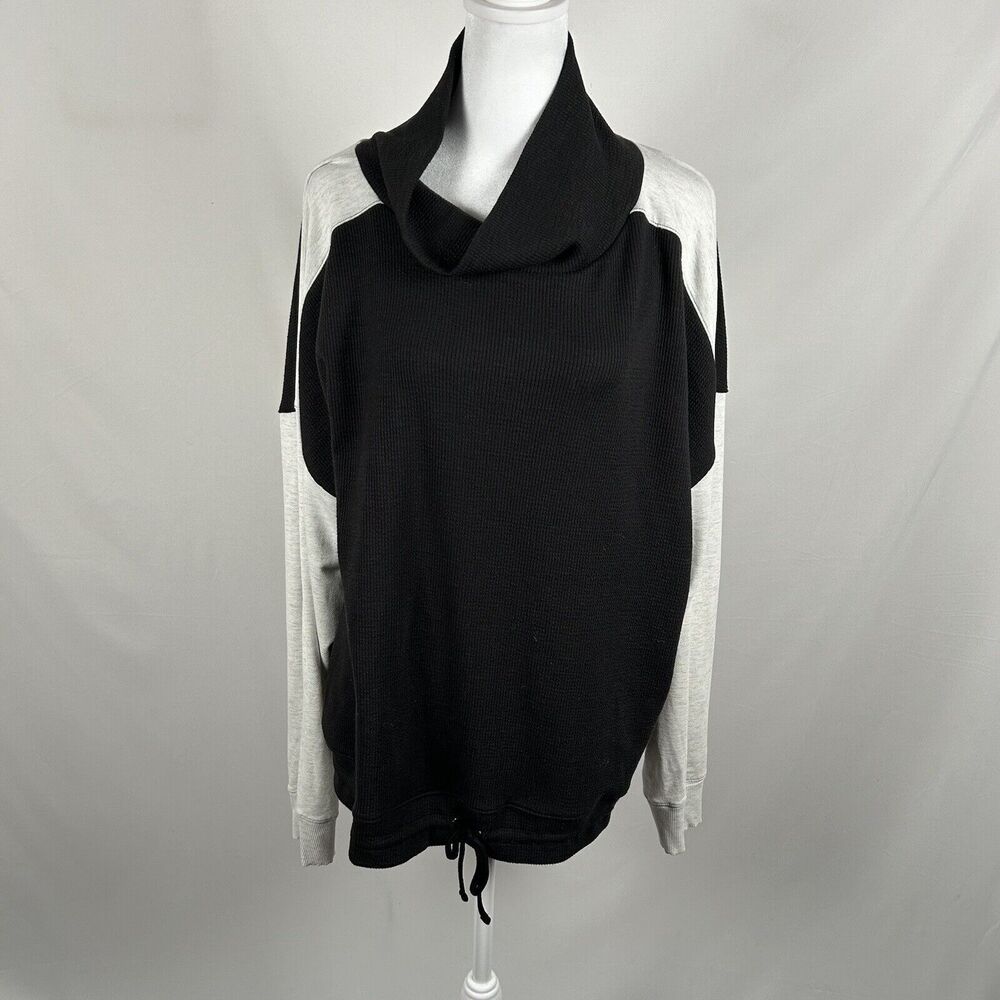 Simply Vera Wang Black Cowl Neck Long Sleeve Knit Top Oversized XL Casual Lounge
